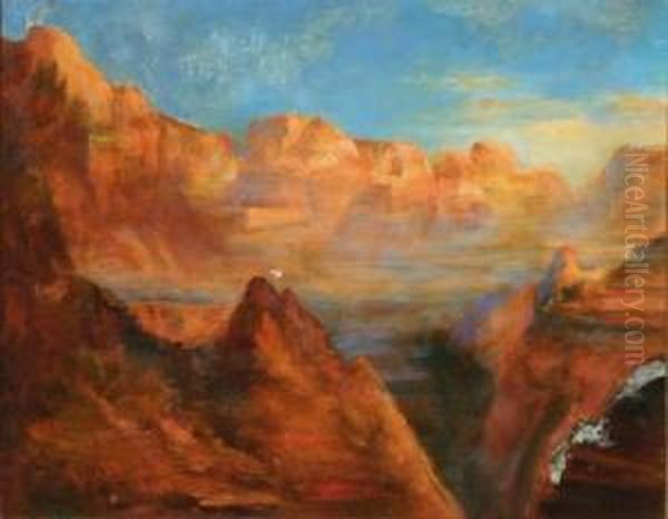 View Of The Grand Canyon Oil Painting by Lucien Whiting Powell