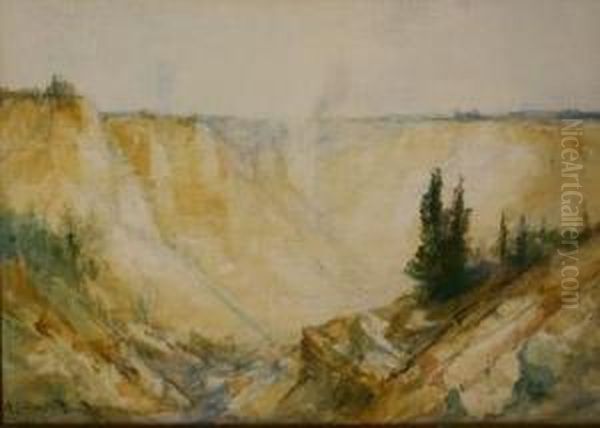 Grand Canyon Of The Yellowstone Oil Painting by Lucien Whiting Powell