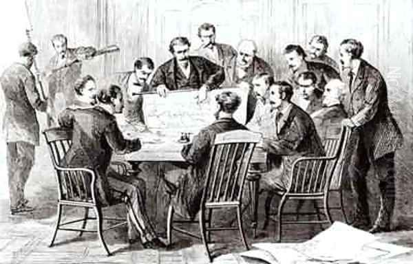 Cubans and Cuban emigres meeting in New York to plan an insurrection in Cuba Oil Painting by Davis, Theodore Russell