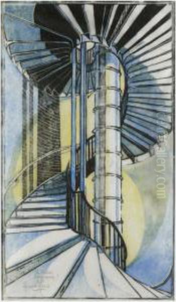 The Tube Staircase Oil Painting by Cyril Edward Power