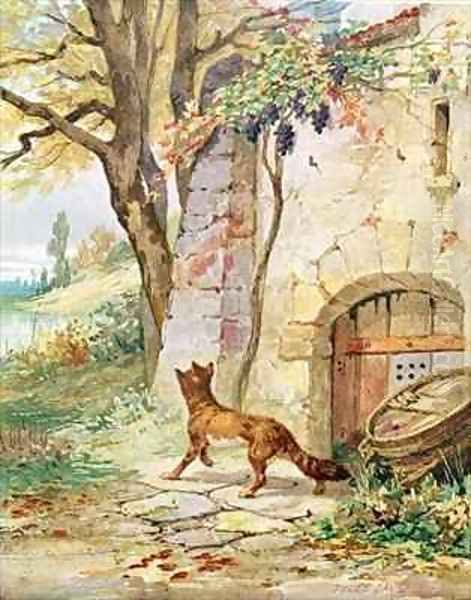 The Fox and the Grapes Oil Painting by Jules David