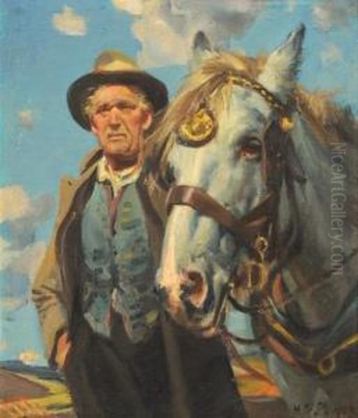 Man With His Horse Oil Painting by Harold Septimus Power