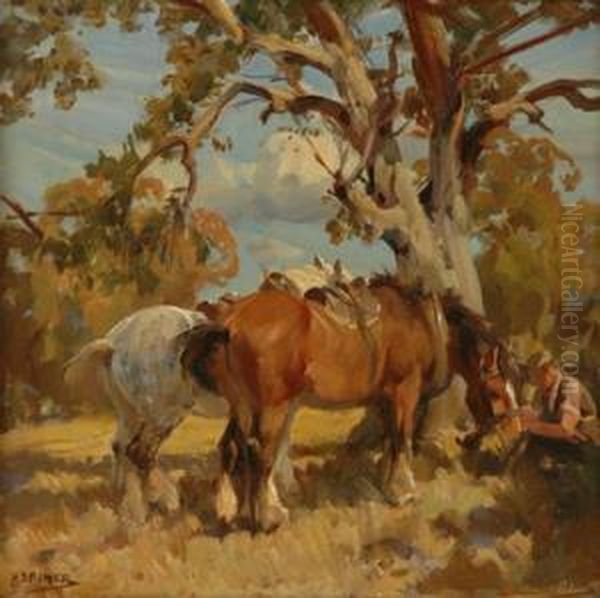 Lunchtime Oil Painting by Harold Septimus Power