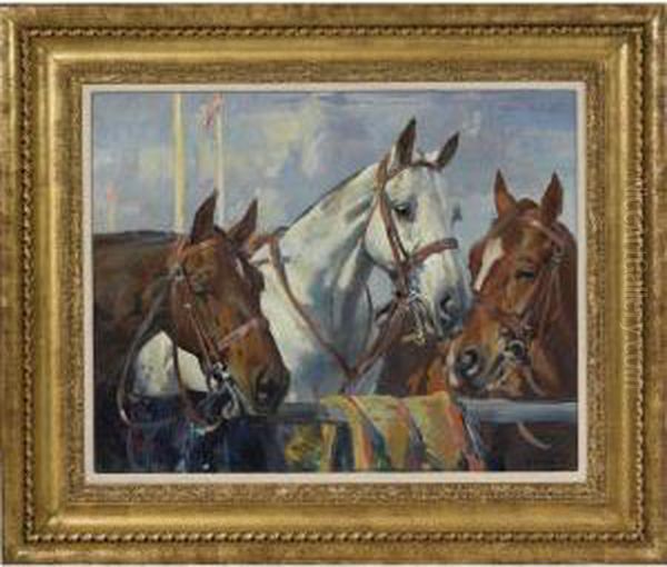 Polo Ponies Oil Painting by Harold Septimus Power