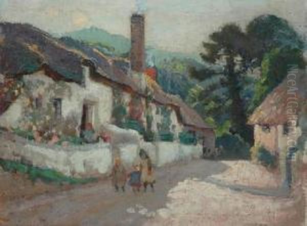 Village West Porlock Somerset Oil Painting by Harold Septimus Power