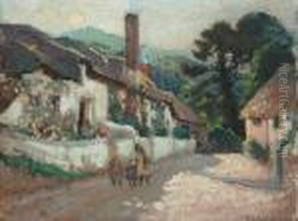 Village West Porlock Somerset Oil Painting by Harold Septimus Power