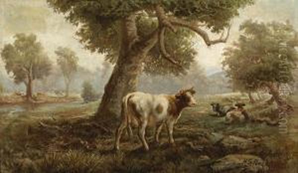 Cattle In A Bush Landscape by Harold Septimus Power