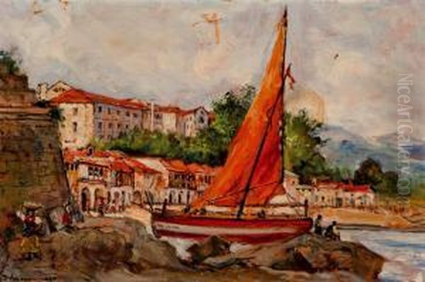 La Ribera, Vigo Oil Painting by Emilio Poy Dalmau