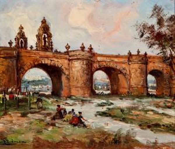 Puente De Toledo, Madrid Oil Painting by Emilio Poy Dalmau