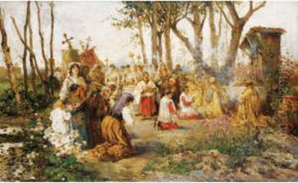 La Procession Oil Painting by Emilio Poy Dalmau