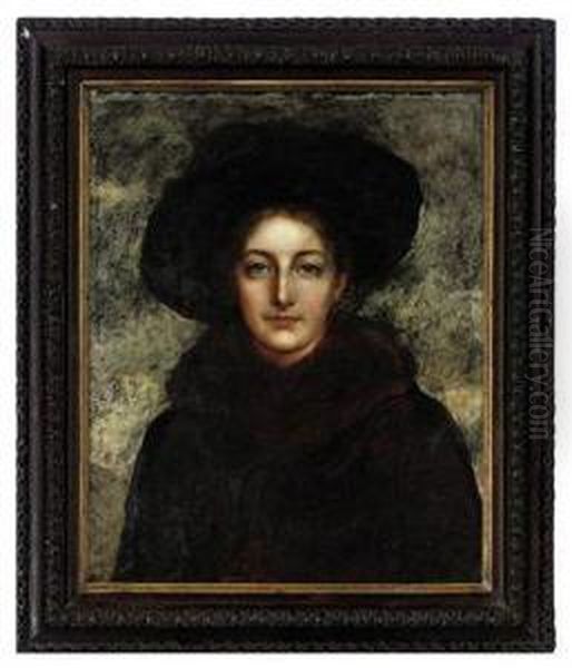 Portrait Of A Lady, 
Traditionally Identified As Lady Gracepontifex, Bust-length, In A 
Fur-trimmed Coat And Hat Oil Painting by Sir Edward John Poynter