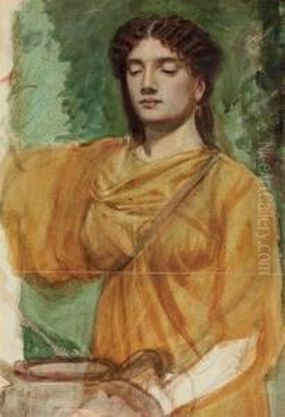 Study For A Neo-classical Figure, With Right Arm Raised Oil Painting by Sir Edward John Poynter