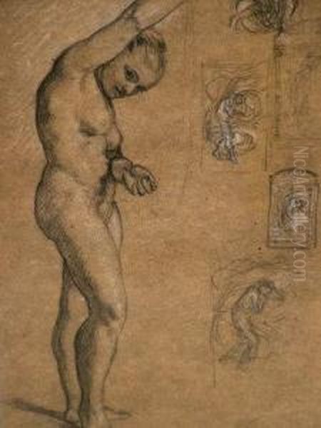 Nude Study With Designs Based On The Model Oil Painting by Sir Edward John Poynter