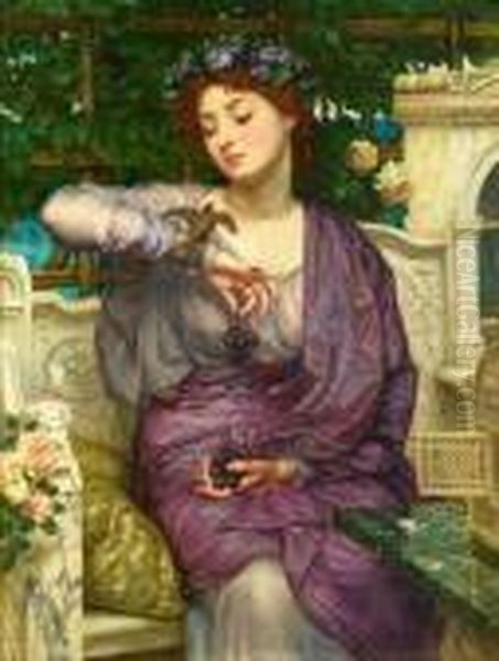 Lesbia And Her Sparrow Oil Painting by Sir Edward John Poynter