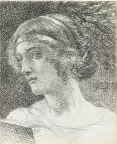 Study Of A Woman's Head Oil Painting by Sir Edward John Poynter