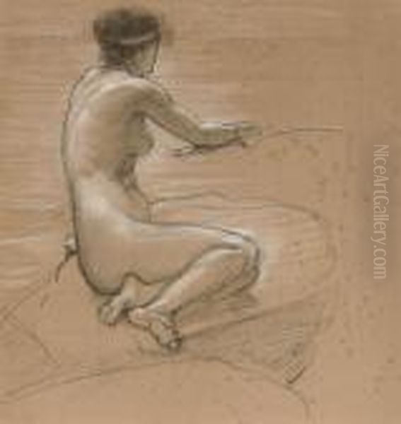 A Study Of A Nude For 'a Nymph Of The Stream' Oil Painting by Sir Edward John Poynter