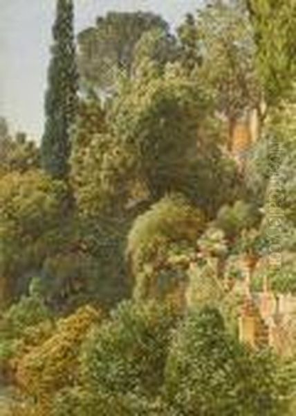 View Over An Italian Terrace Oil Painting by Sir Edward John Poynter