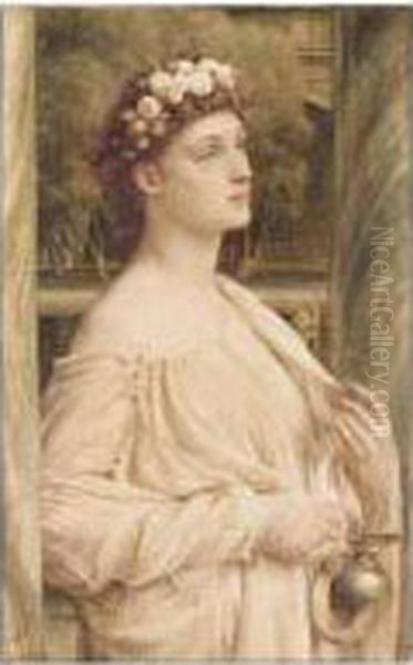 A Vestal, Portrait Of Miss Violet Lindsay Oil Painting by Sir Edward John Poynter