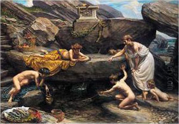 The Wonders Of The Deep: An Idyll Oil Painting by Sir Edward John Poynter