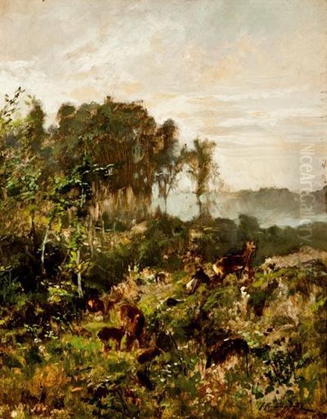 Paisaje Oil Painting by Francisco Pradilla y Ortiz