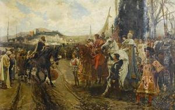 The Surrender Of Granada In 1492 Oil Painting by Francisco Pradilla y Ortiz