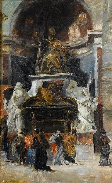 Interior De La Basilica De San Pedro,monumento Al Papa Urbano Viii, Vaticano Oil Painting by Francisco Pradilla y Ortiz