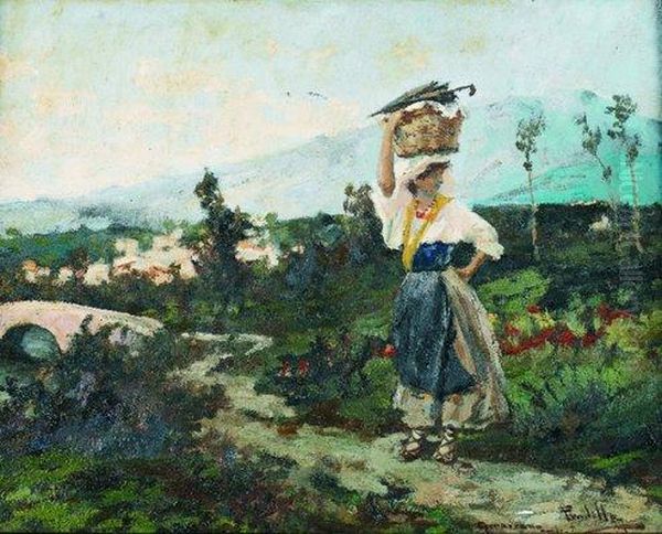 Campesina Italiana Oil Painting by Francisco Pradilla y Ortiz