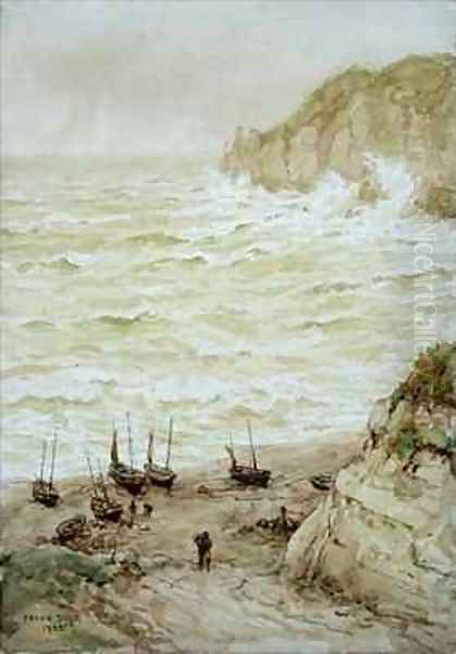 Beer Cove in a Storm Oil Painting by Frank Dadd