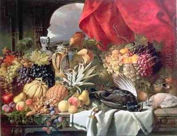 A Still Life of Game Birds and Numerous Fruits Oil Painting by William Duffield