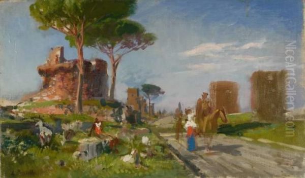 Paesaggio Con Rovine Oil Painting by Ada Pratella