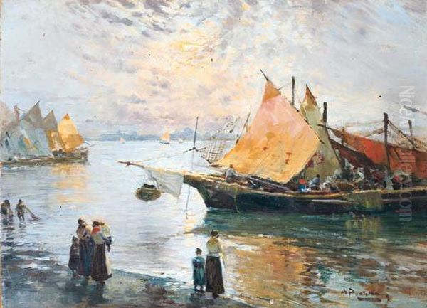 L'arrivo Dei Pescatori Oil Painting by Ada Pratella