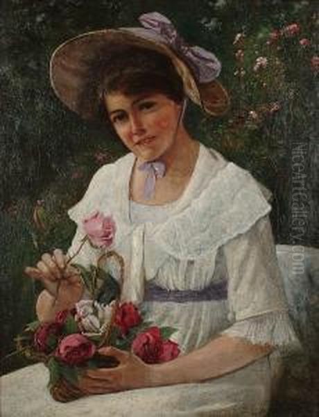 Gather Ye Rosebuds While Ye May Oil Painting by Claude Pratt