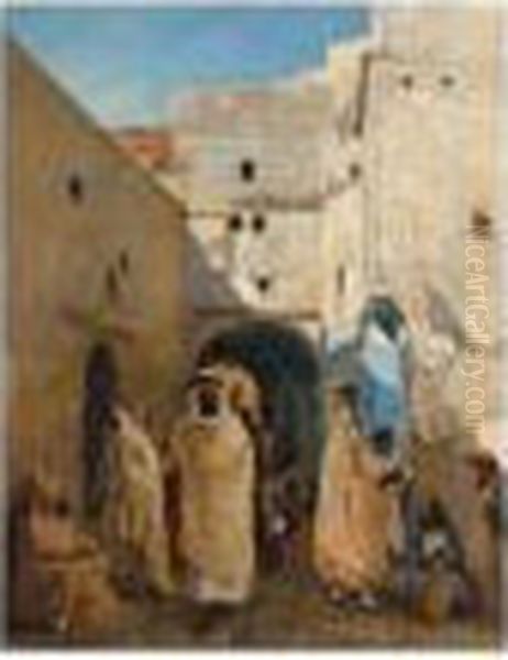 Figures On A Street In Algiers Oil Painting by Claude Pratt