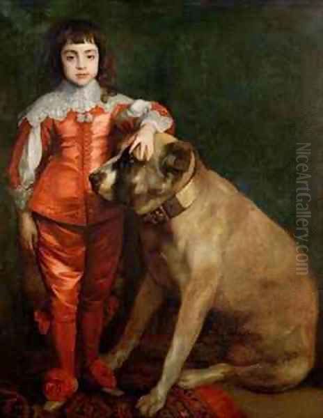 Full length portrait of Charles II as a boy with a mastiff Oil Painting by Sir Anthony Van Dyck