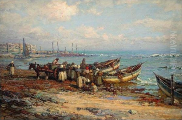 Collecting The Catch Oil Painting by William Pratt