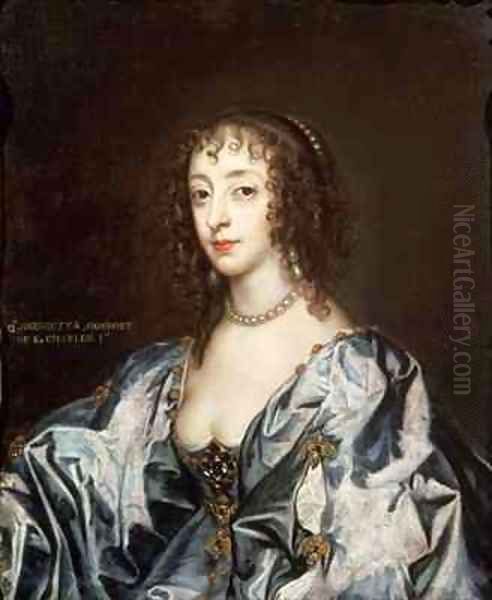 Queen Henrietta Maria 1609-69 3 Oil Painting by Sir Anthony Van Dyck