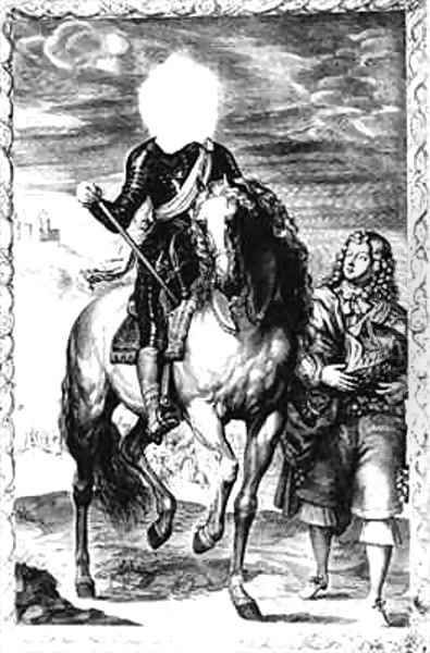 Headless equestrian portrait originally of Louis of France Oil Painting by Sir Anthony Van Dyck