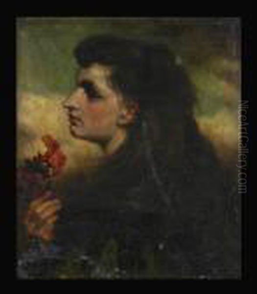 Pre-raphaelite-styleportrait Of A Woman Oil Painting by School Pre-Raphaelite