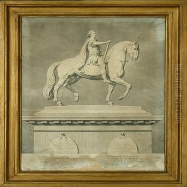 The Equestrian Statue Of King Frederik V Of Denmark Oil Painting by Jan Preisler