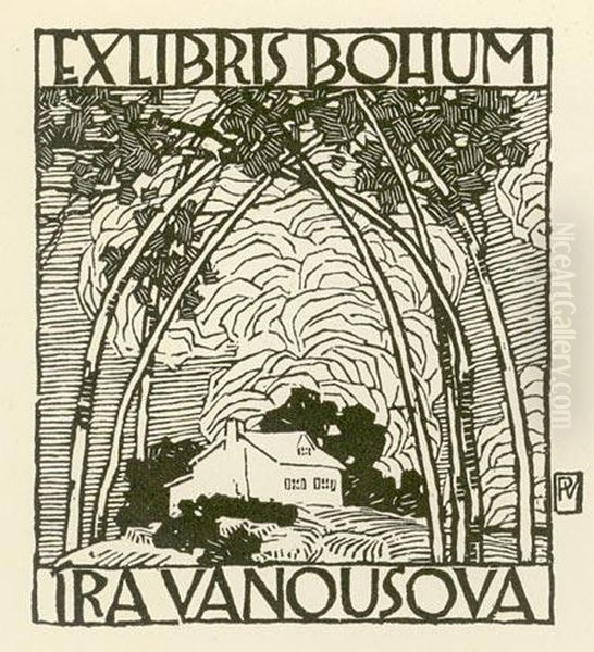 Ex Libris Of Bohumira Vanousova Oil Painting by Vojtech Adalbert Preissig