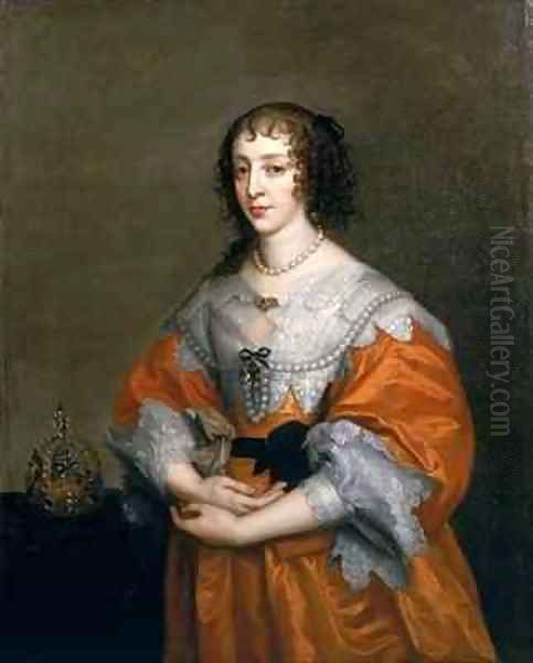 Portrait of Queen Henrietta Maria 1609-69 Oil Painting by Sir Anthony Van Dyck