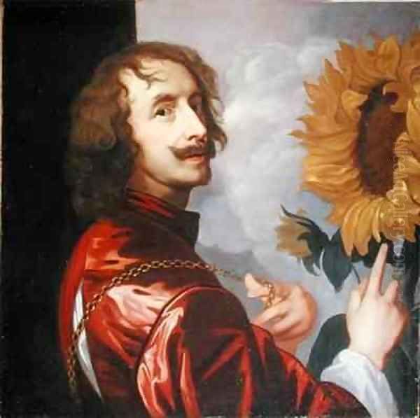 Self Portrait with a Sunflower Oil Painting by Sir Anthony Van Dyck