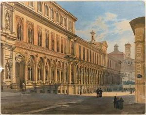 Italian Townscape Oil Painting by Luigi (Ludwig Osipovich) Premazzi