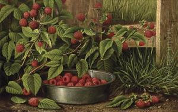 Still Life With Raspberries Oil Painting by Levi Wells Prentice