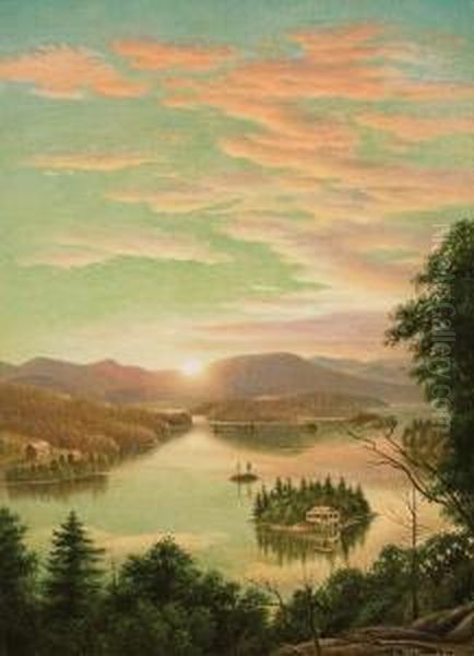 Sunrise Over The Lake Oil Painting by Levi Wells Prentice