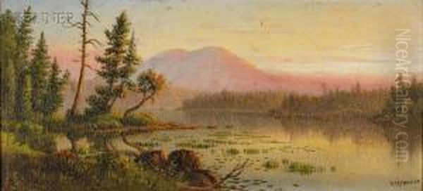 River Landscape Oil Painting by Levi Wells Prentice