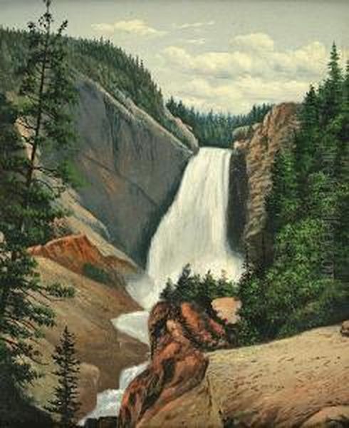 View Of Great Falls From Red Rock Oil Painting by Levi Wells Prentice