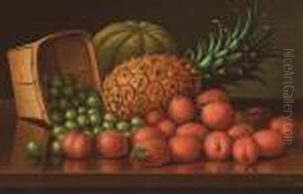 Gooseberries, Plums, Pineapple And Canteloupe Oil Painting by Levi Wells Prentice