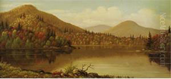 A Lake In The Adirondacks Oil Painting by Levi Wells Prentice