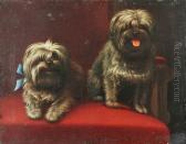 Two Dogs Oil Painting by Levi Wells Prentice